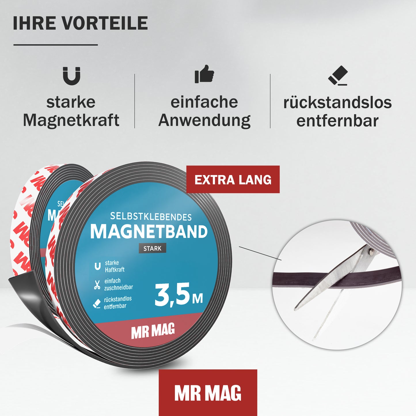 Selbstklebendes Magnetband - 3,5m - stark