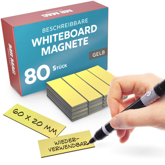 80 Beschreibbare Magnetstreifen - 60x20mm - gelb