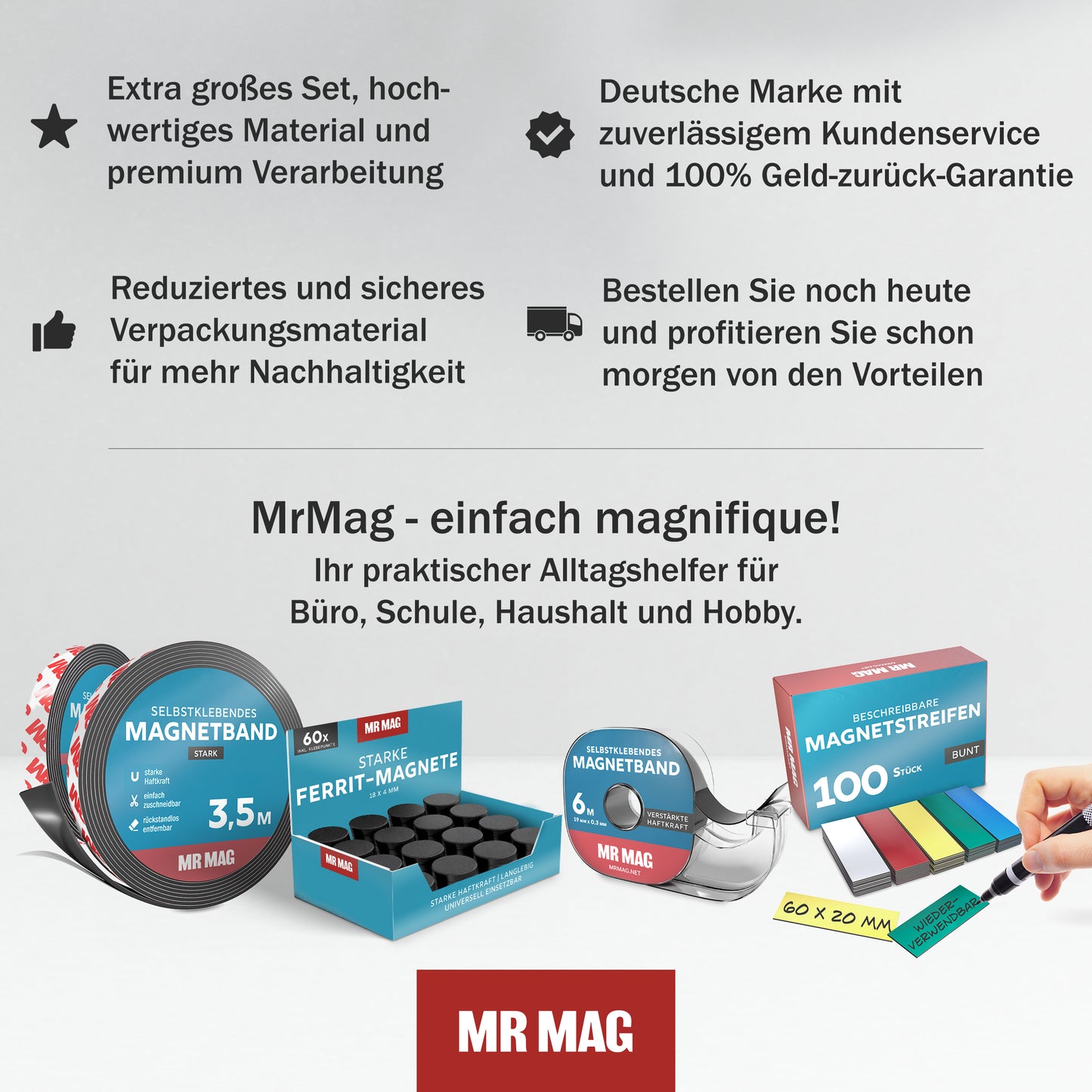 Selbstklebendes Magnetband im Spender - 6m