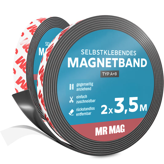 Selbstklebendes Magnetband - 2x 3,5m - TYP A+B