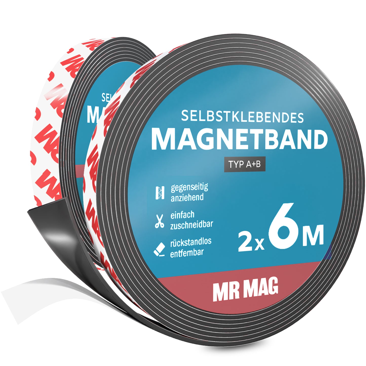 Selbstklebendes Magnetband - 2x 6m - TYP A+B