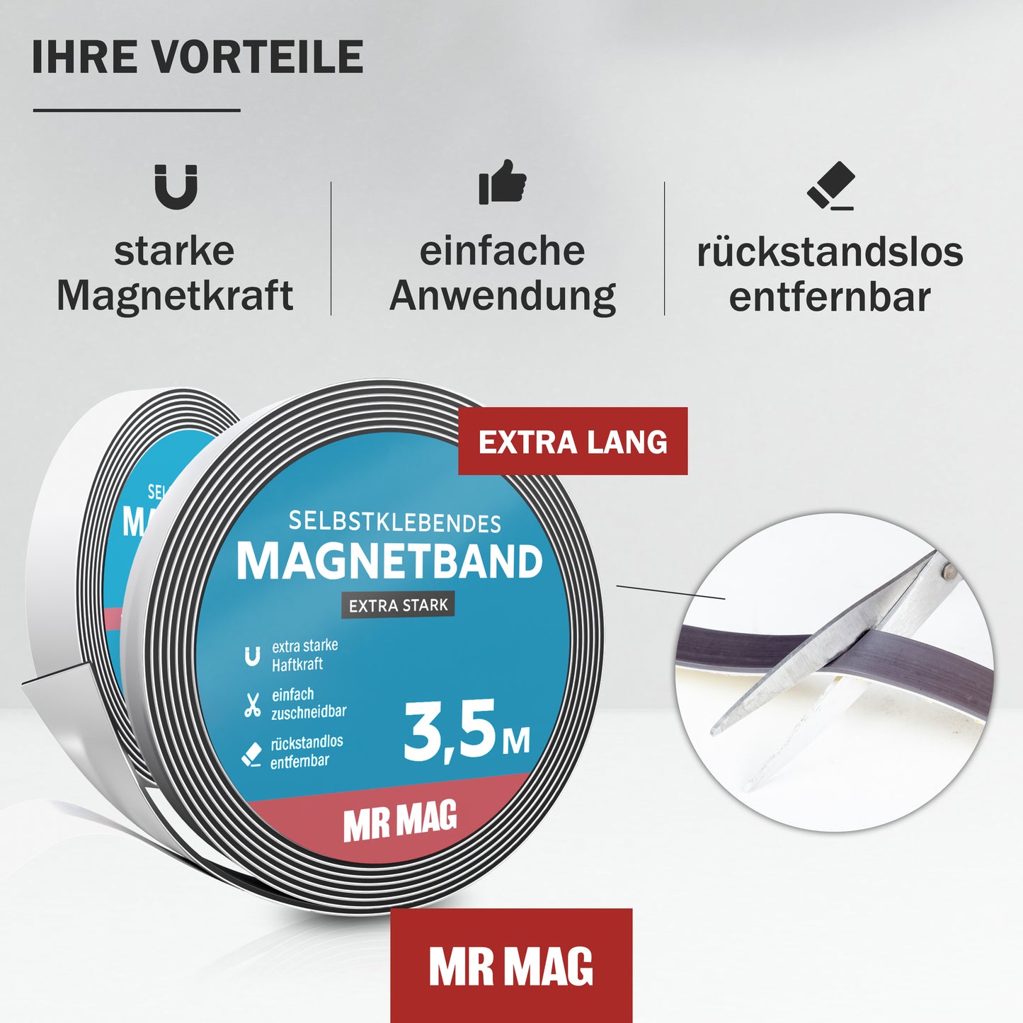 Selbstklebendes Magnetband - 3,5m - extra stark