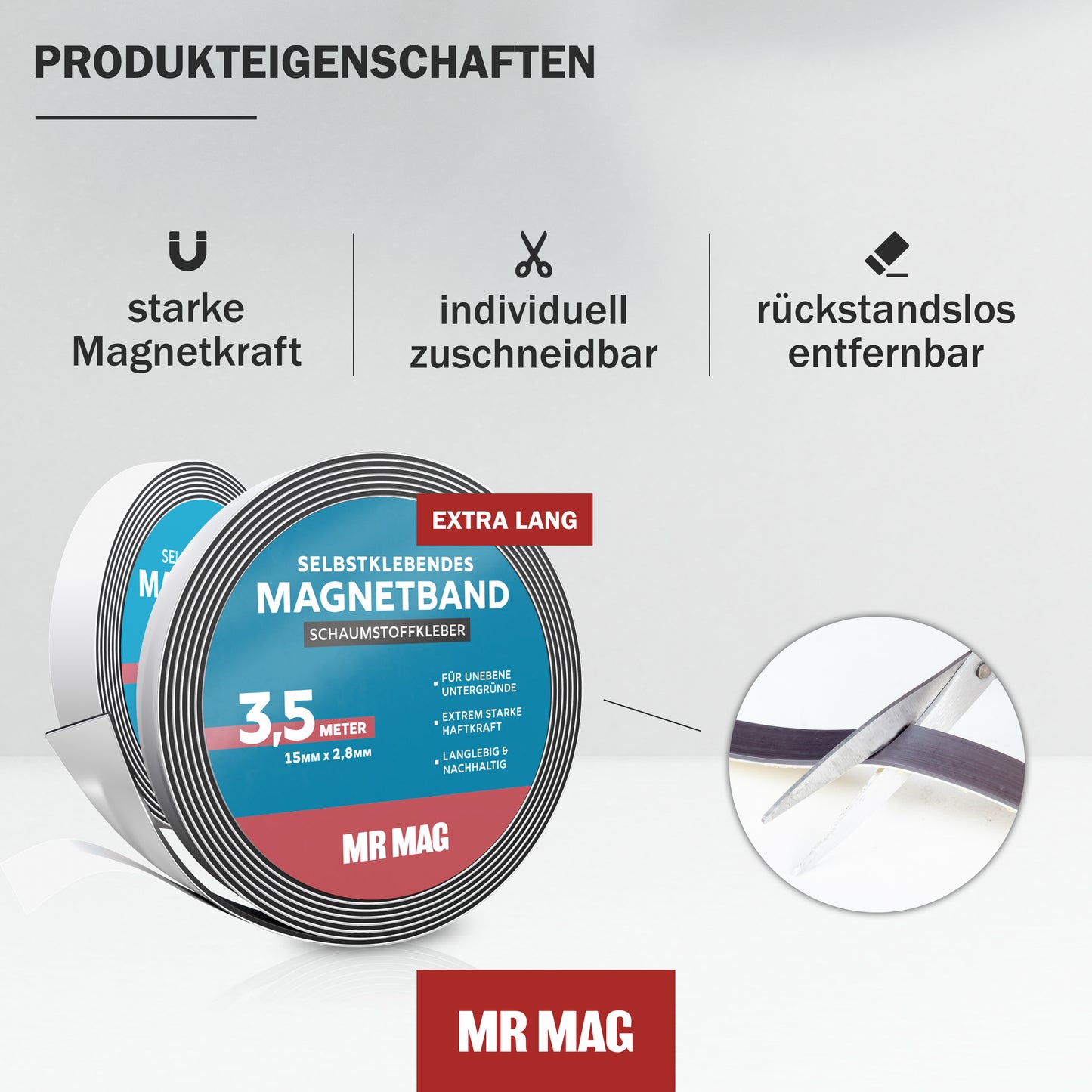 Selbstklebendes Magnetband - 3,5m - extra stark