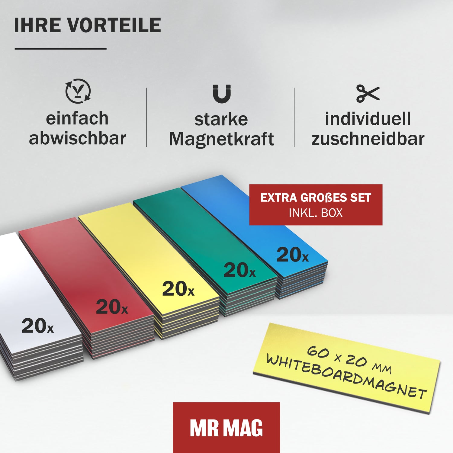 100 Smagnon Magnetstreifen 100x30 Mm – Beschreibbar, Mit 4 Stiften, Für Kühlschrank & Regale